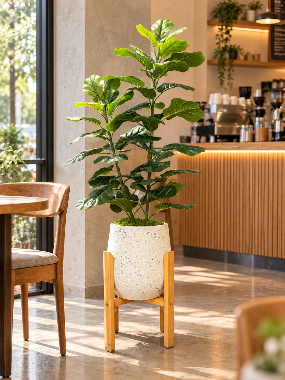 Realistic Artificial American Ficus Plant with Concrete Pot · 1